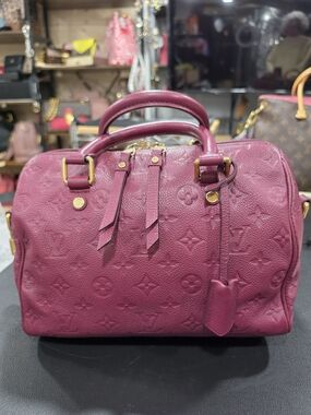 Louis Vuitton Monogram Empreinte Speedy Bandoulière 25 In Aurore (Plum) EUC